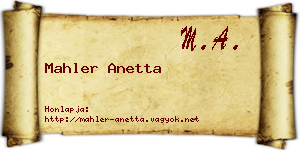 Mahler Anetta névjegykártya